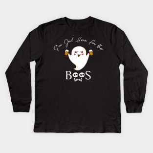 Kawaii I'm Just Here For The Boos Halloween Funny Drinking Kids Long Sleeve T-Shirt